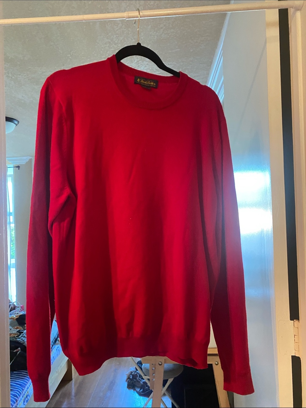 Brooks Brothers Men’s Bright Red Crewneck Sweater MERINO WOOL SIZE LARGE